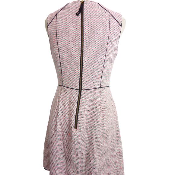 Banana Republic Sleeveless Tweed Neon Pink White Dress Size 6 - Picture 3 of 6